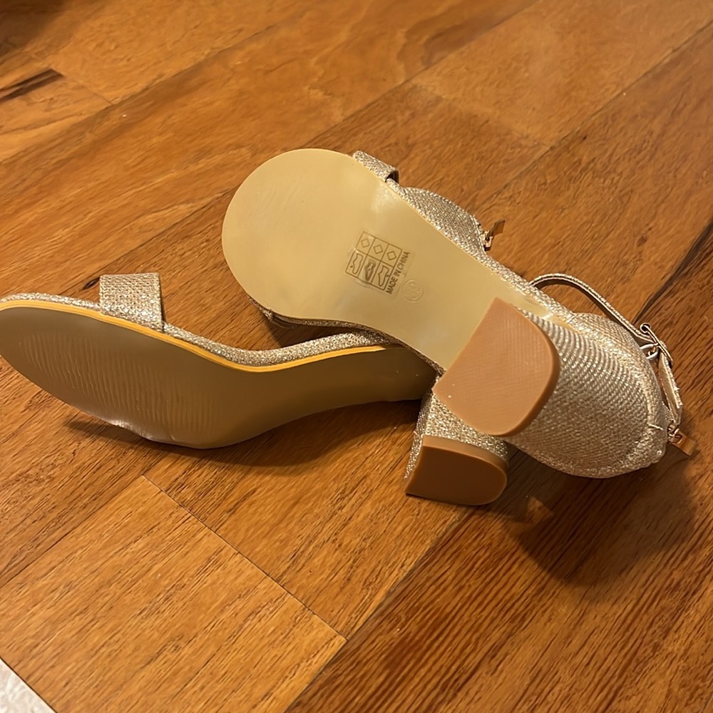Glitter Chunky Ankle Strap Sandals - Picture 3 of 7